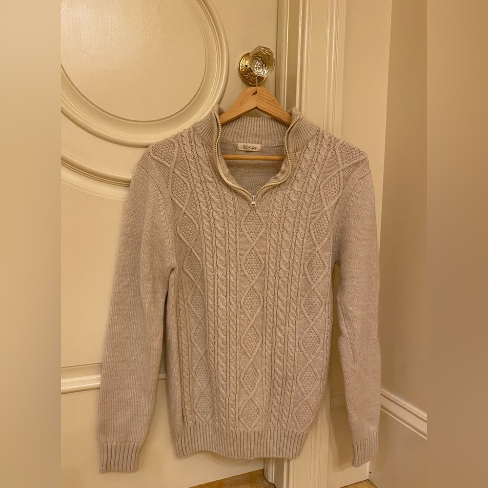 Cable Knit Quarterzip Sweater